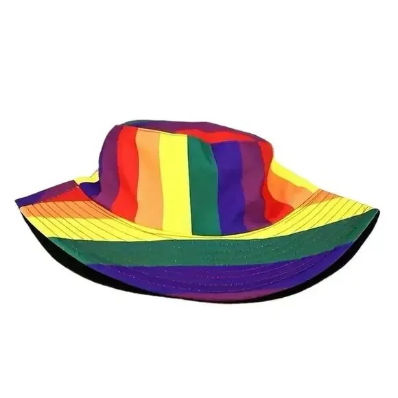 Rainbow Multicolor Striped Reversible Bucket Hat - Picture 4 of 5